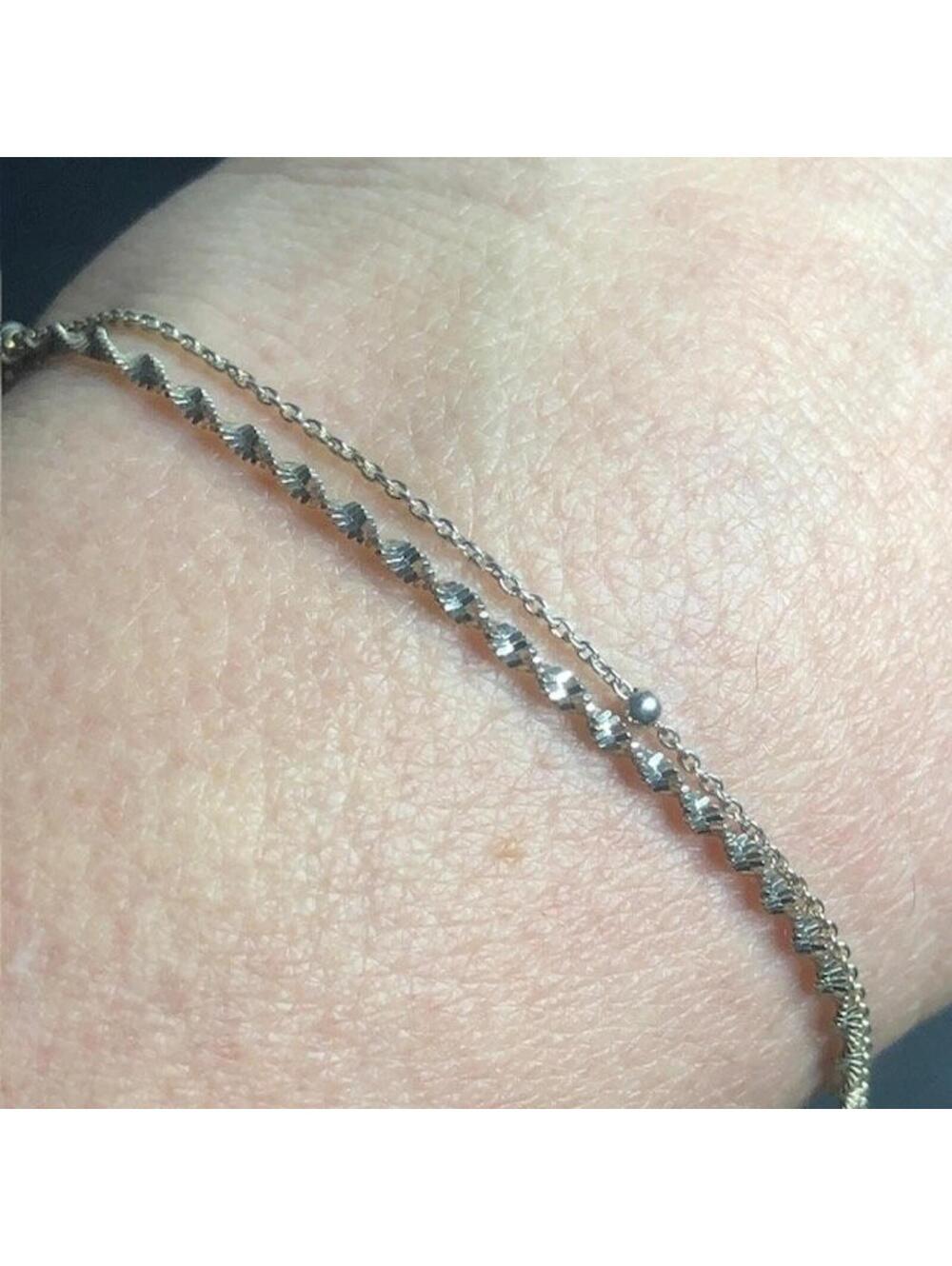 B1430 AV Double Strand anklet ankle Bracelet 925 Sterling Silver 9-10" 2.8g - Picture 1 of 4